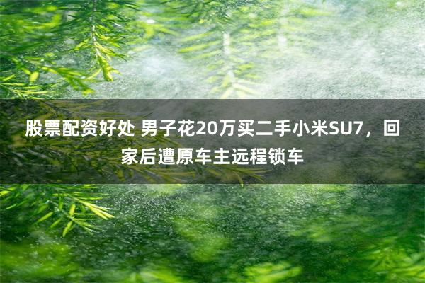 股票配资好处 男子花20万买二手小米SU7，回家后遭原车主远